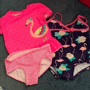 2 flamingo bathing suits